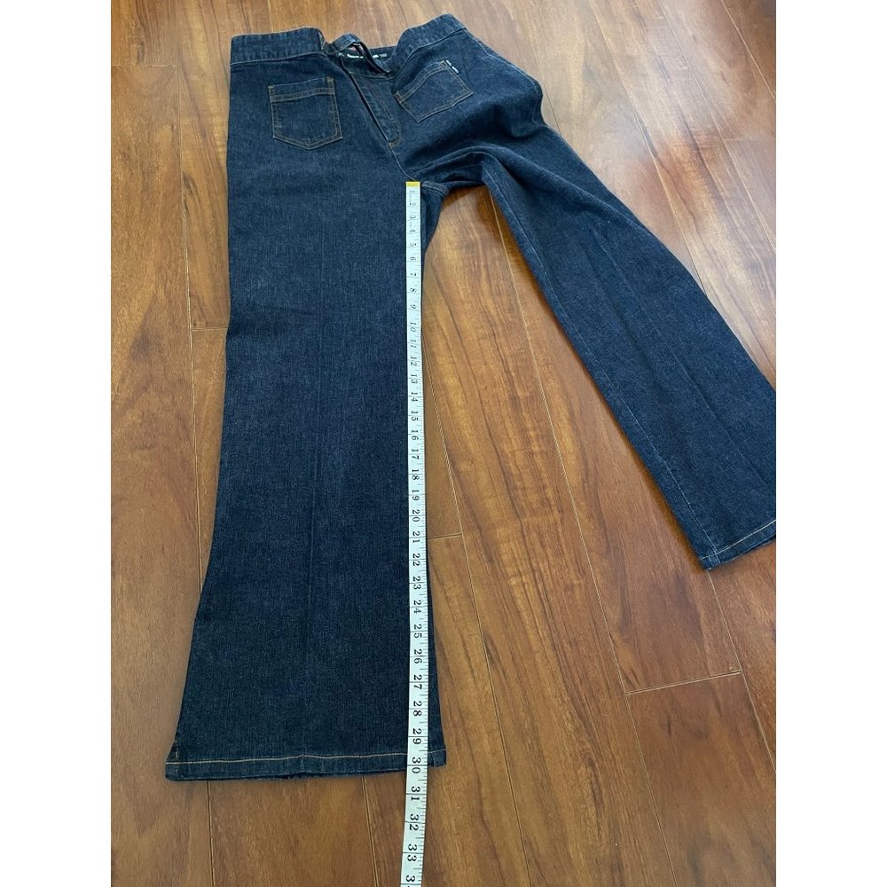 DKNY JEANS Womens Wide Leg Blue High Rise Jeans Dark Wash size 10 - Picture 10 of 12